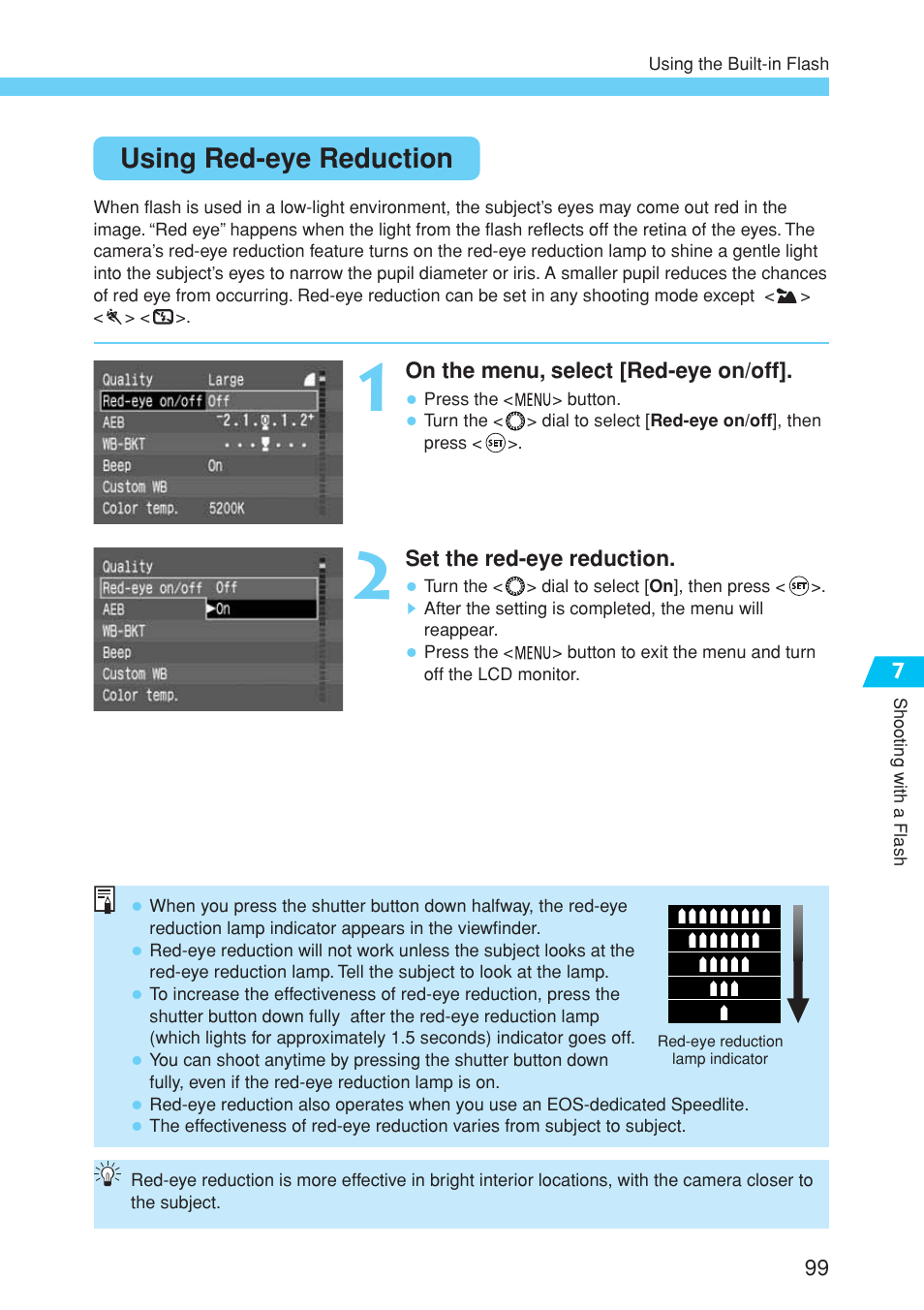 Using red-eye reduction | Canon EOS 10D User Manual | Page 99 / 183