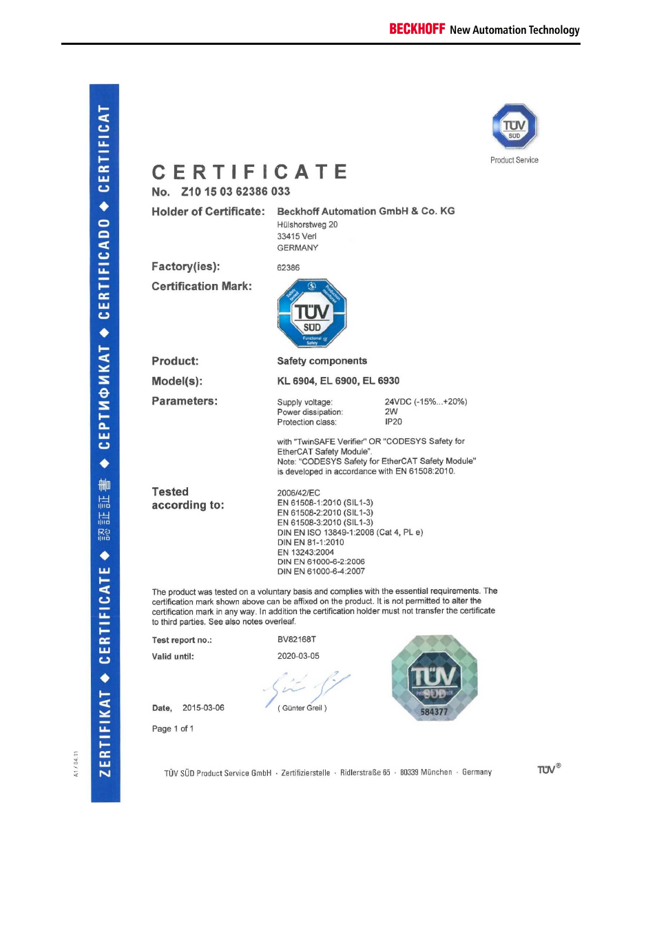 BECKHOFF KL6904 User Manual | Page 52 / 52