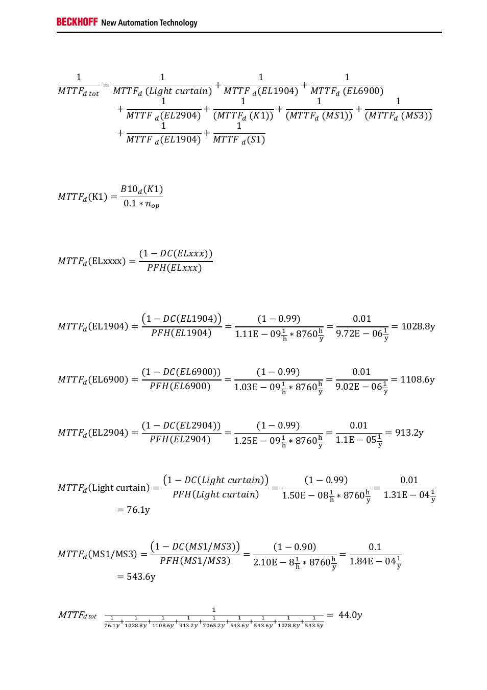 Mttf | BECKHOFF TwinSAFE User Manual | Page 101 / 140