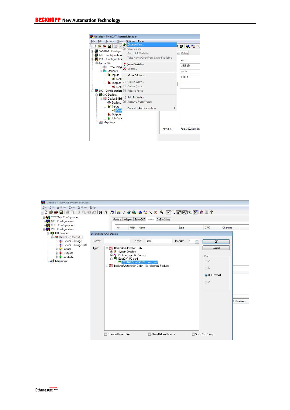 2 configure master system, Configure master system, Figure 5: create variable link) | BECKHOFF FC1100 User Manual | Page 11 / 15