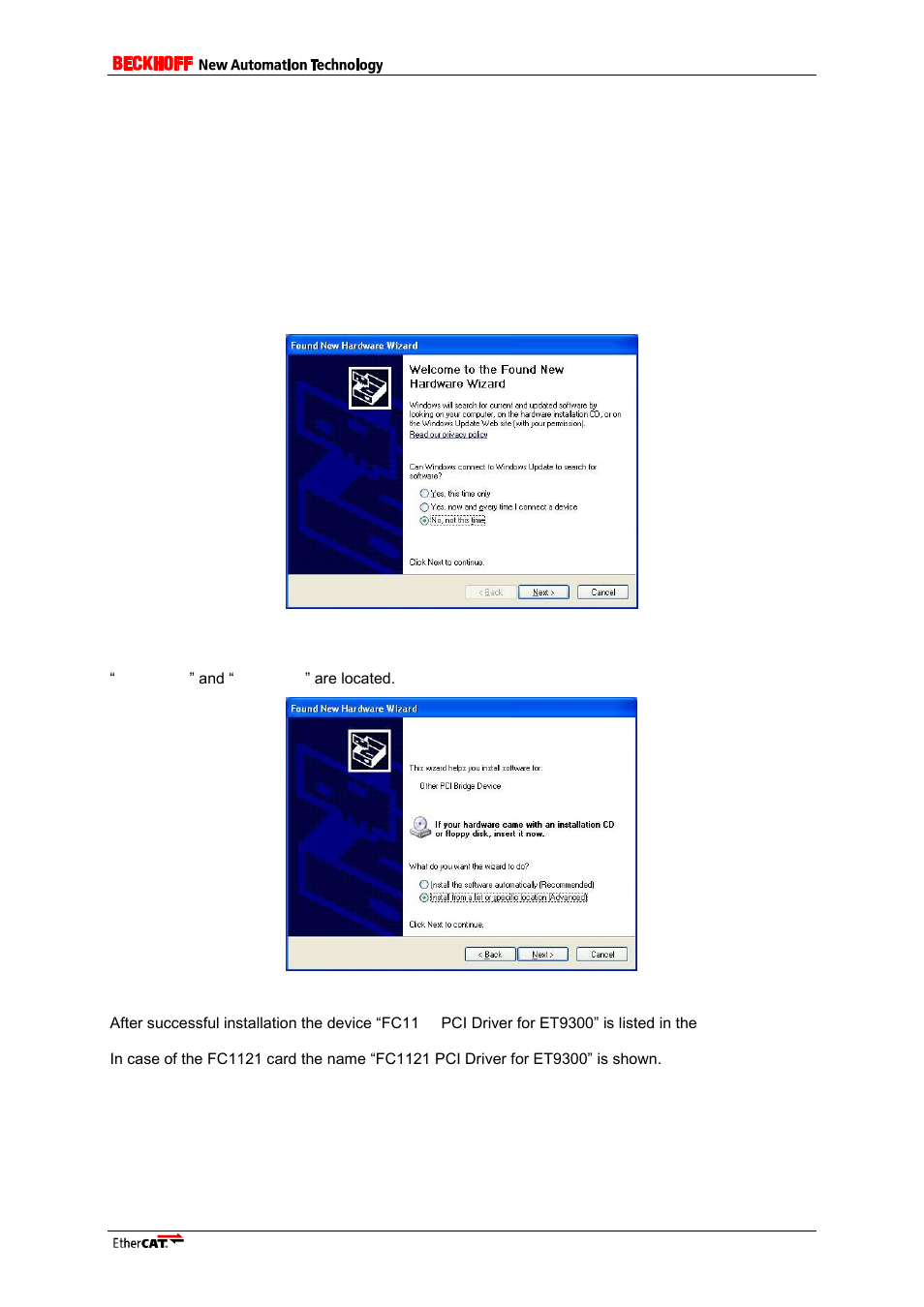 2 slave sample code, 1 driver installation, Slave sample code | Driver installation | BECKHOFF FC1100 User Manual | Page 13 / 15