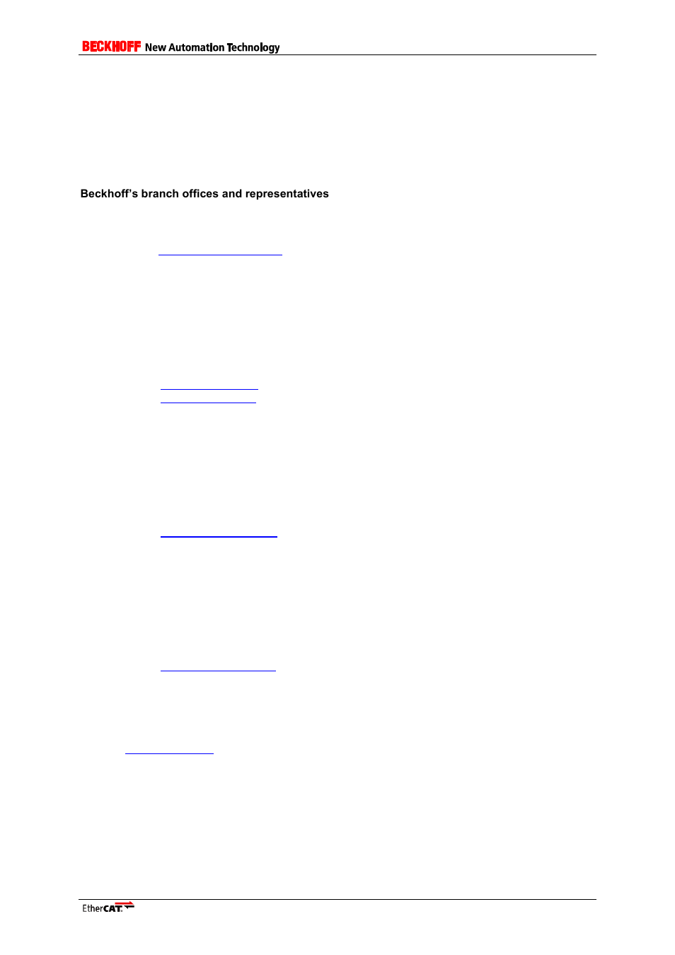 Appendix, Support and service, Beckhoff’s branch offices and representatives | Beckhoff headquarters, Beckhoff support, Beckhoff service, Ethercat technology group (etg) headquarters | BECKHOFF FC1100 User Manual | Page 15 / 15