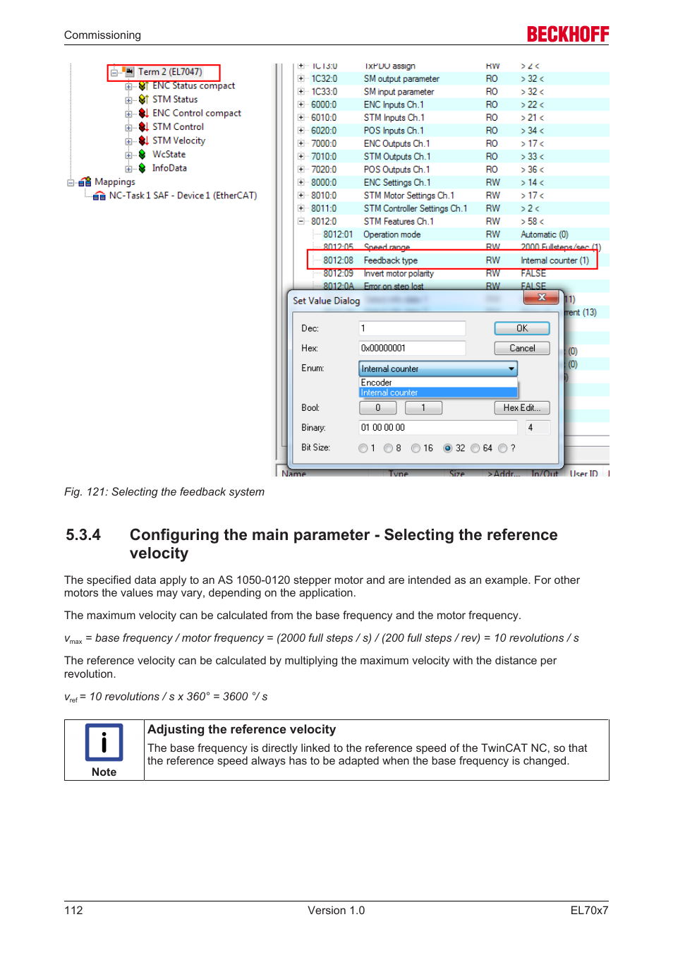 Configuring the main parameters - nc settings, Nc settings | BECKHOFF EL7037 User Manual | Page 112 / 227