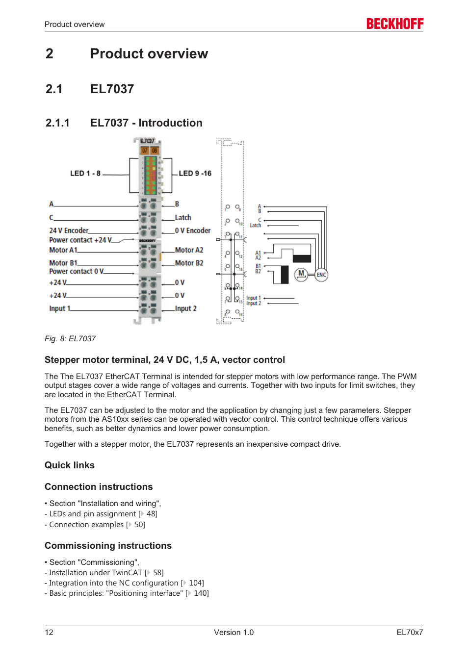 2 product overview, 1 el7037, 1 el7037 - introduction | 2product overview | BECKHOFF EL7037 User Manual | Page 12 / 227