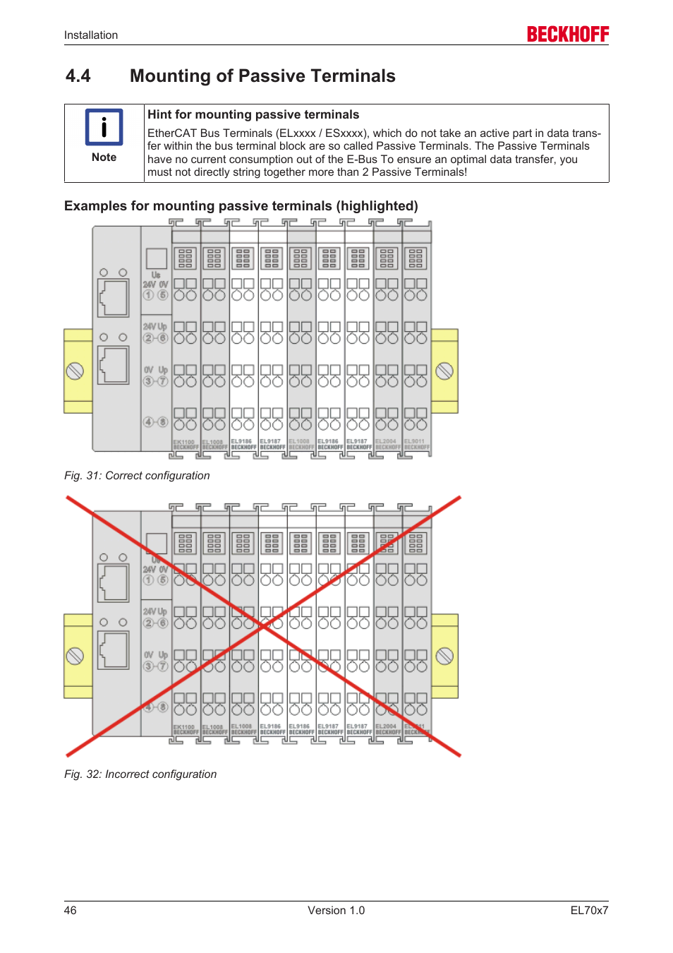 4 mounting of passive terminals | BECKHOFF EL7037 User Manual | Page 46 / 227