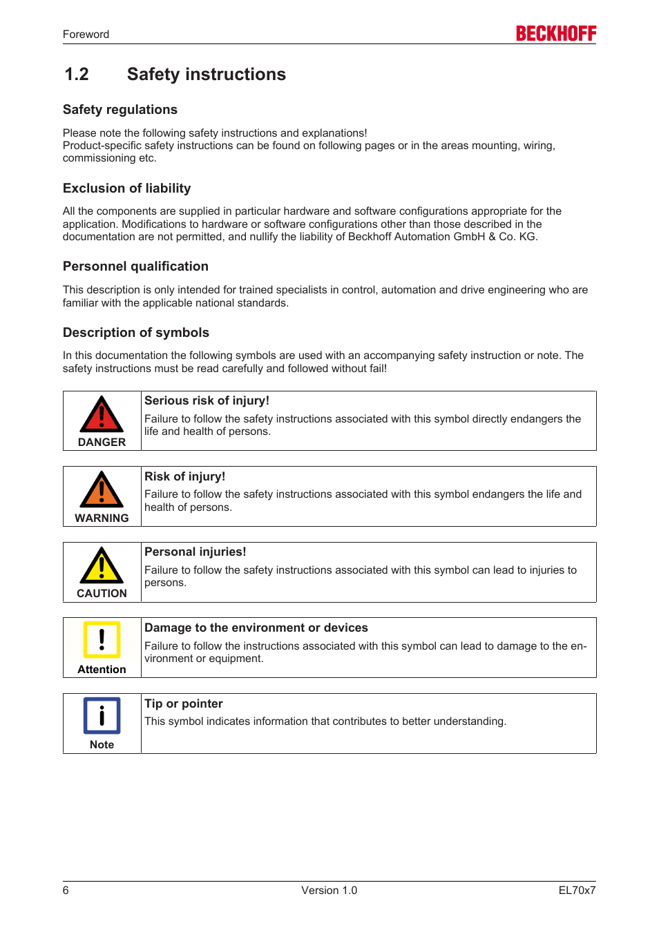2 safety instructions | BECKHOFF EL7037 User Manual | Page 6 / 227