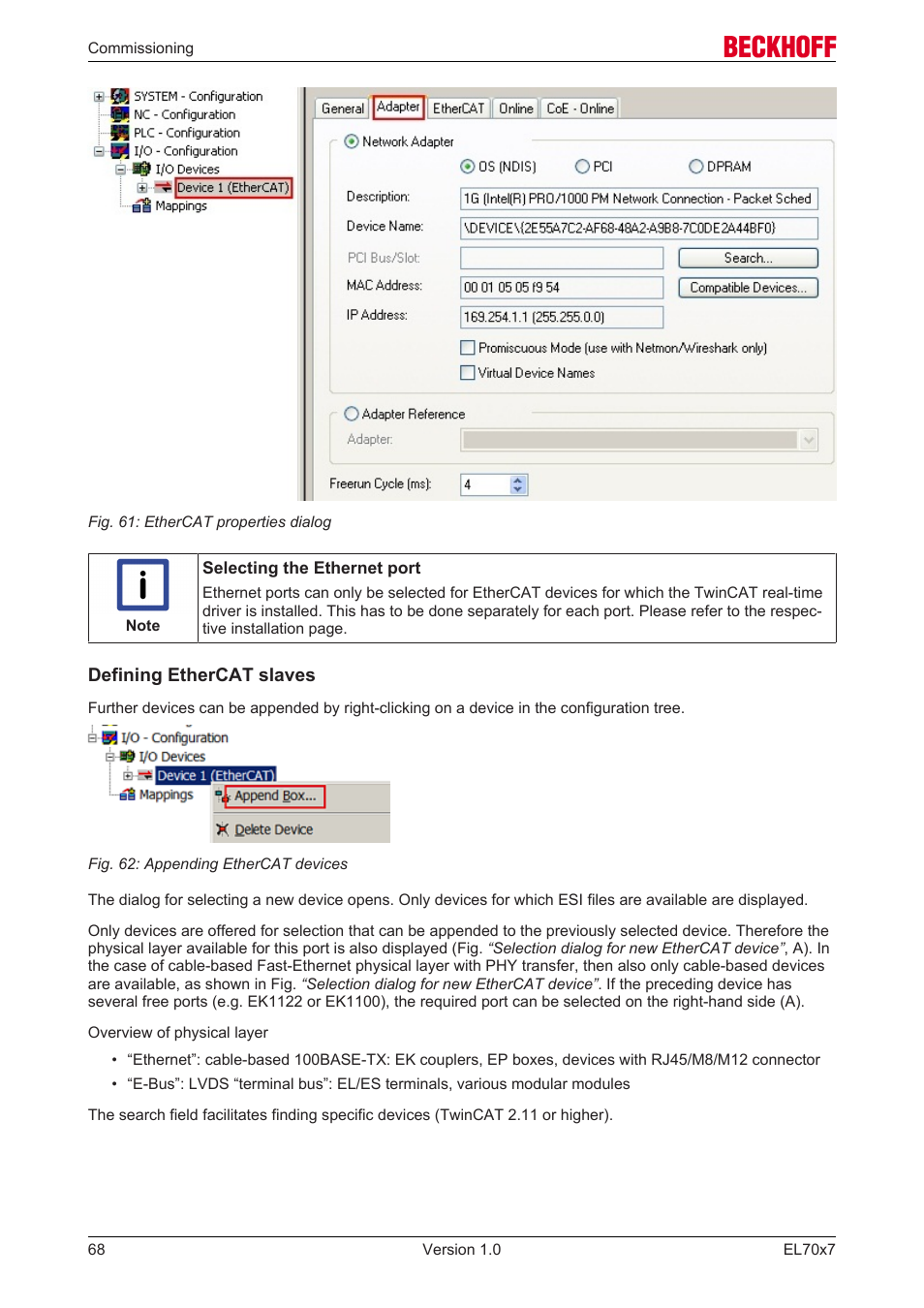 The ethercat slaves must be defined | BECKHOFF EL7037 User Manual | Page 68 / 227