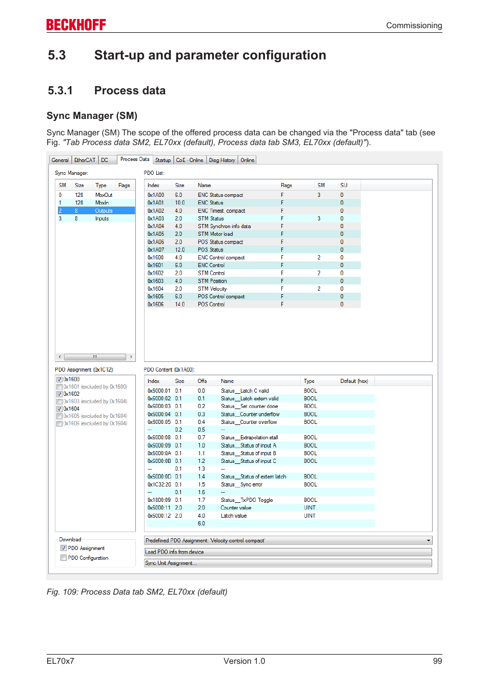 3 start-up and parameter configuration, 1 process data | BECKHOFF EL7037 User Manual | Page 99 / 227