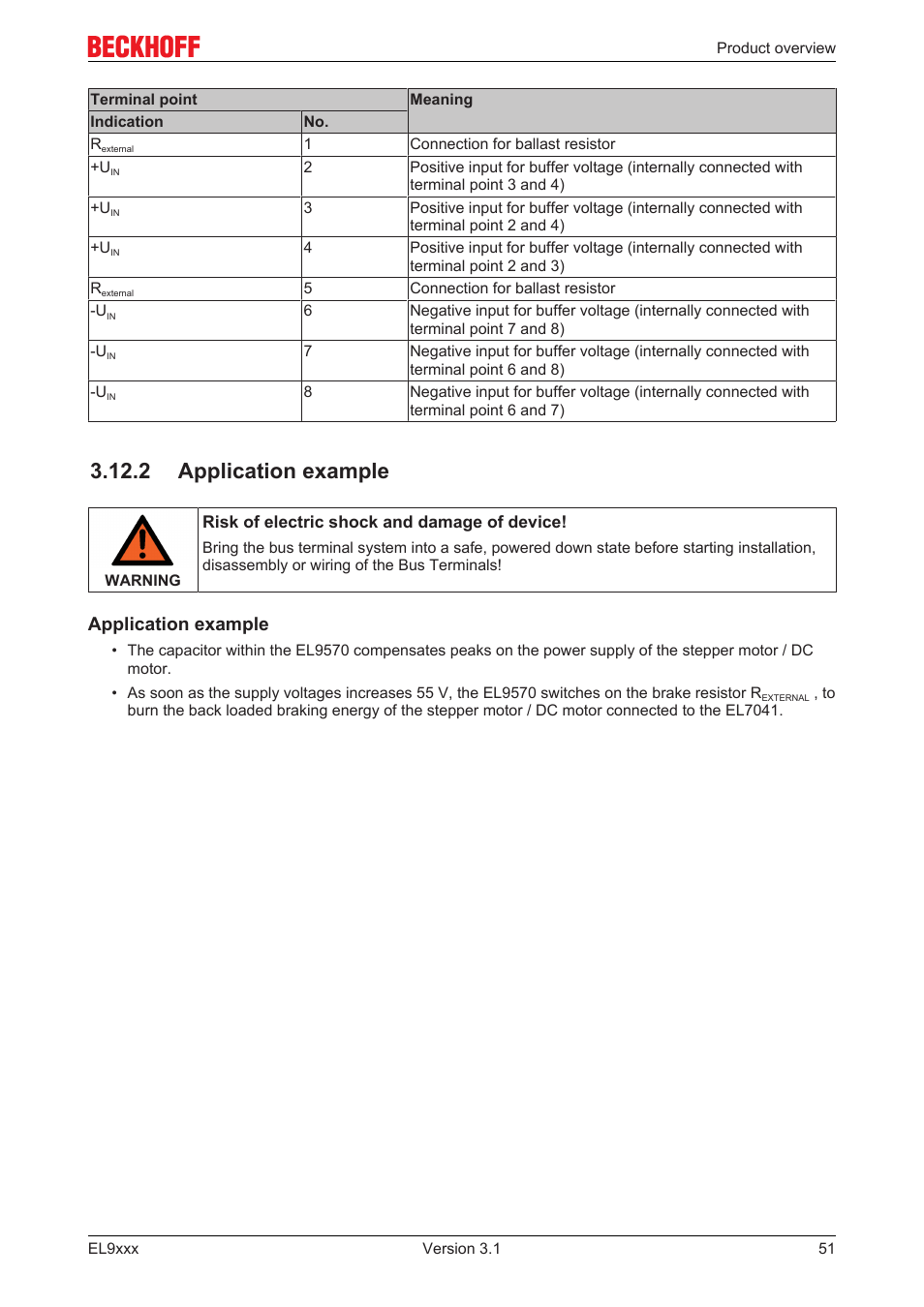 2 application example, Application example | BECKHOFF EL9xxx User Manual | Page 51 / 100