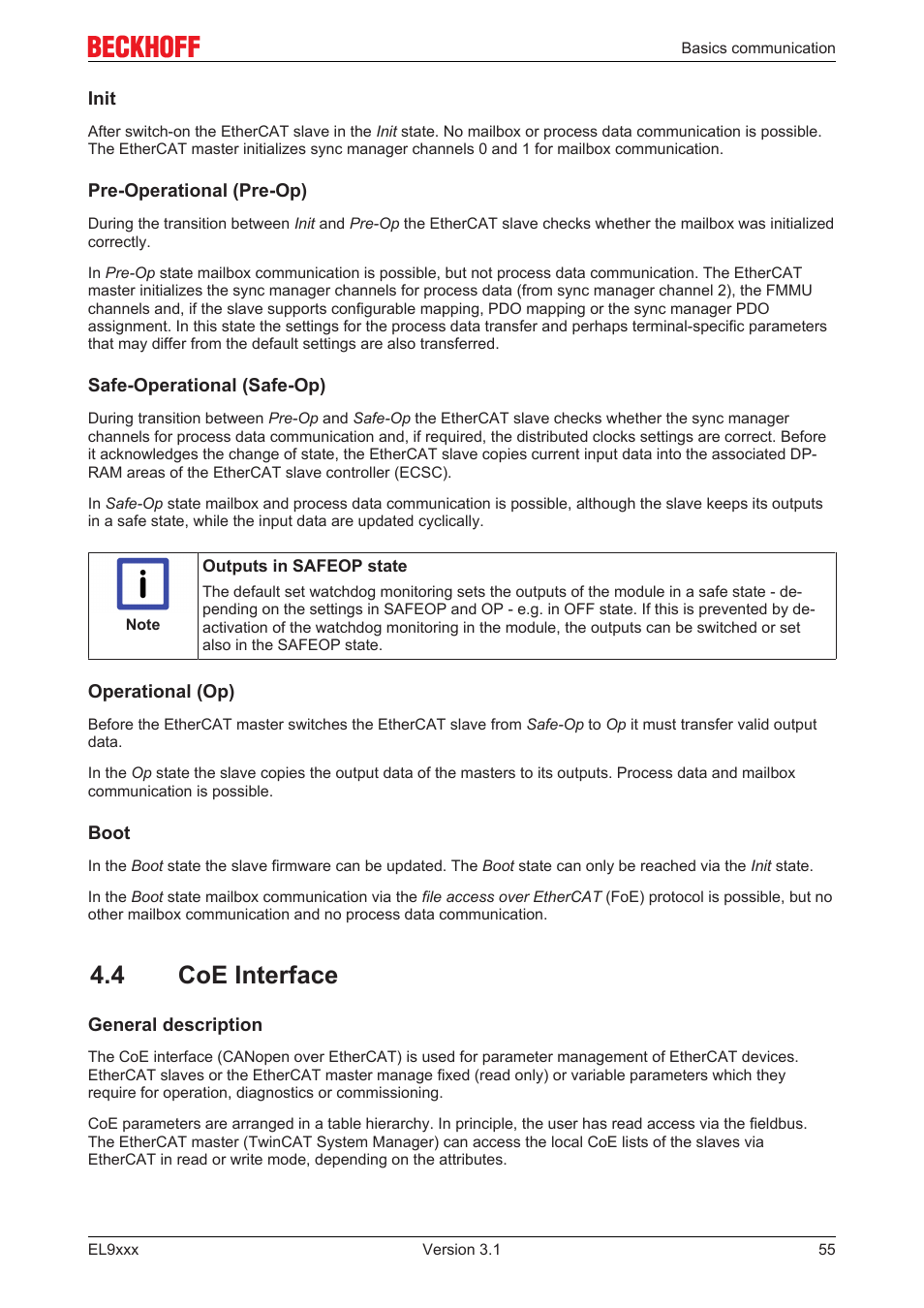 4 coe interface | BECKHOFF EL9xxx User Manual | Page 55 / 100