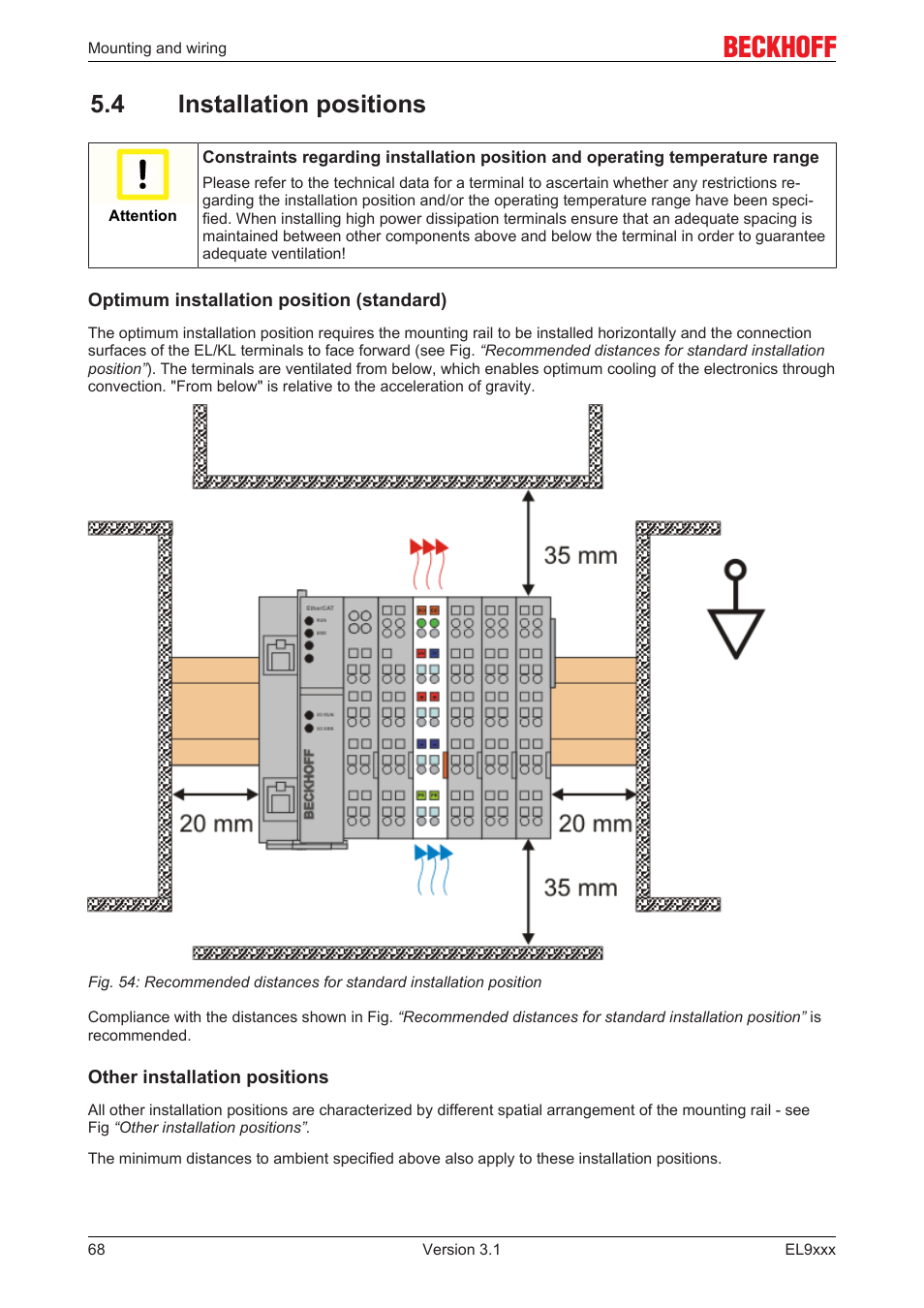 4 installation positions | BECKHOFF EL9xxx User Manual | Page 68 / 100