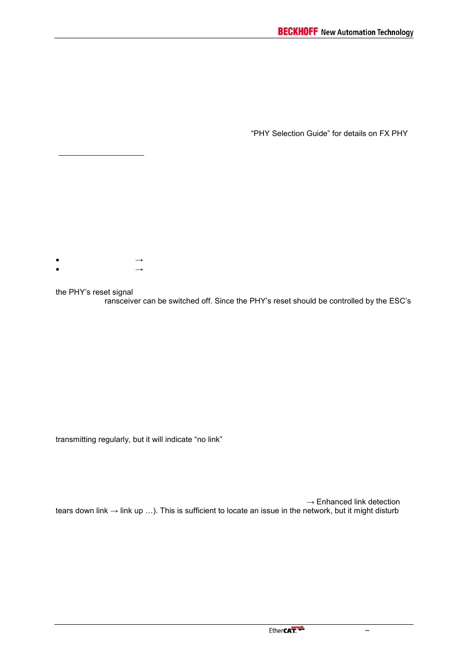 8 ethercat over optical links (fx), 1 link partner notification and loop closing, 2 far-end-fault (fef) | Ethercat over optical links (fx), Link partner notification and loop closing, Far-end-fault (fef) | BECKHOFF EtherCAT Technology Section I User Manual | Page 44 / 116
