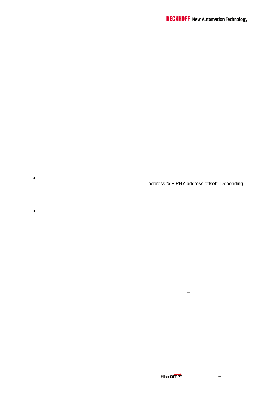 10 mii management interface (mi), 1 phy addressing/phy address offset, Mii management interface (mi) | Phy addressing/phy address offset | BECKHOFF EtherCAT Technology Section I User Manual | Page 46 / 116