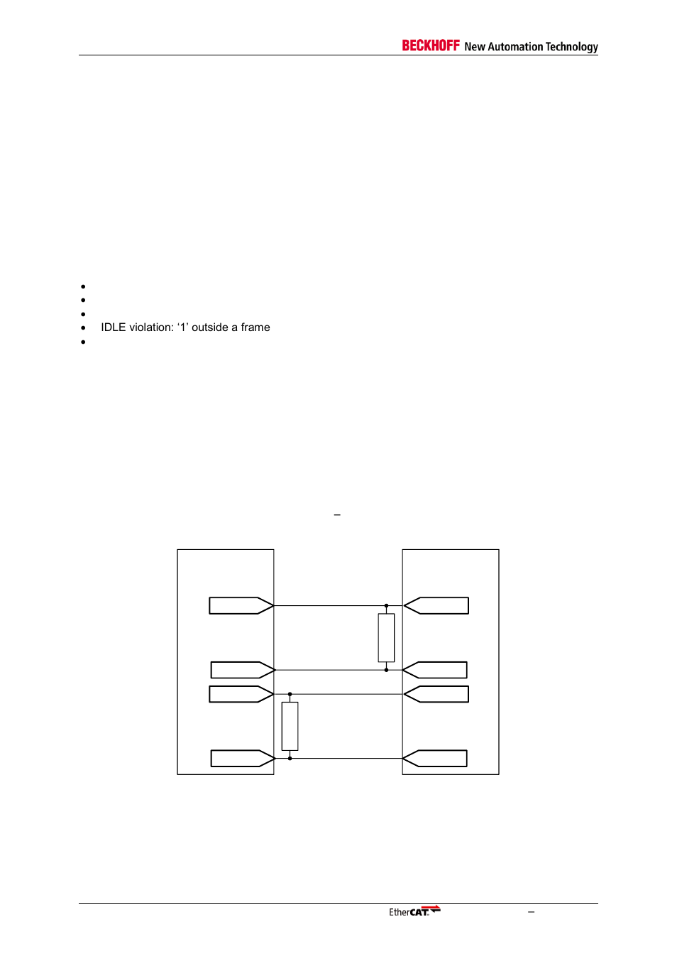 6 ebus rx errors, 7 ebus low jitter, 8 ebus connection | Ebus rx errors, Ebus low jitter, Ebus connection, Figure 19: ebus connection, Ethercat device | BECKHOFF EtherCAT Technology Section I User Manual | Page 58 / 116