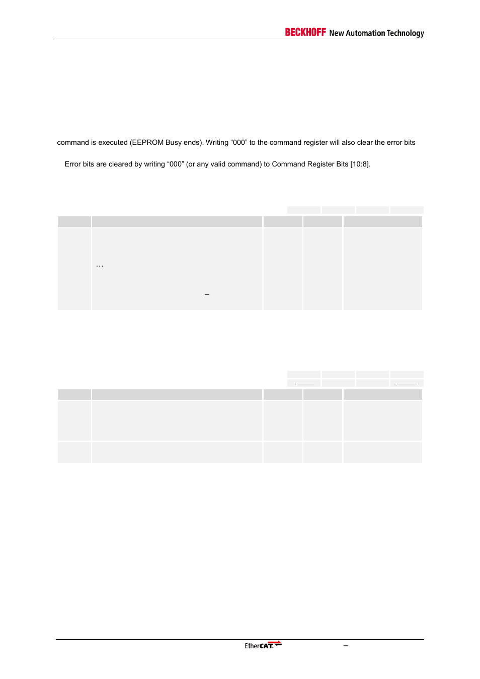 Table 67: register eeprom address (0x0504:0x0507), 0x0504:0x0507, Eeprom address | 0x0508:0x050f, Eeprom data | BECKHOFF EtherCAT Registers Section II User Manual | Page 60 / 98