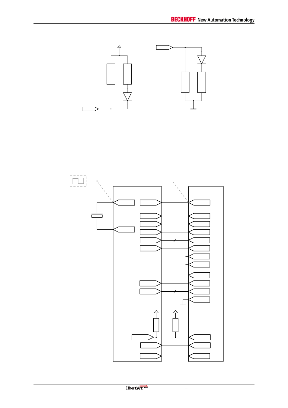 3 dual purpose configuration input/led output pins, 4 phy connection, Dual purpose configuration input/led output pins | Phy connection, Figure 48: phy connection | BECKHOFF ET1100 User Manual | Page 104 / 119