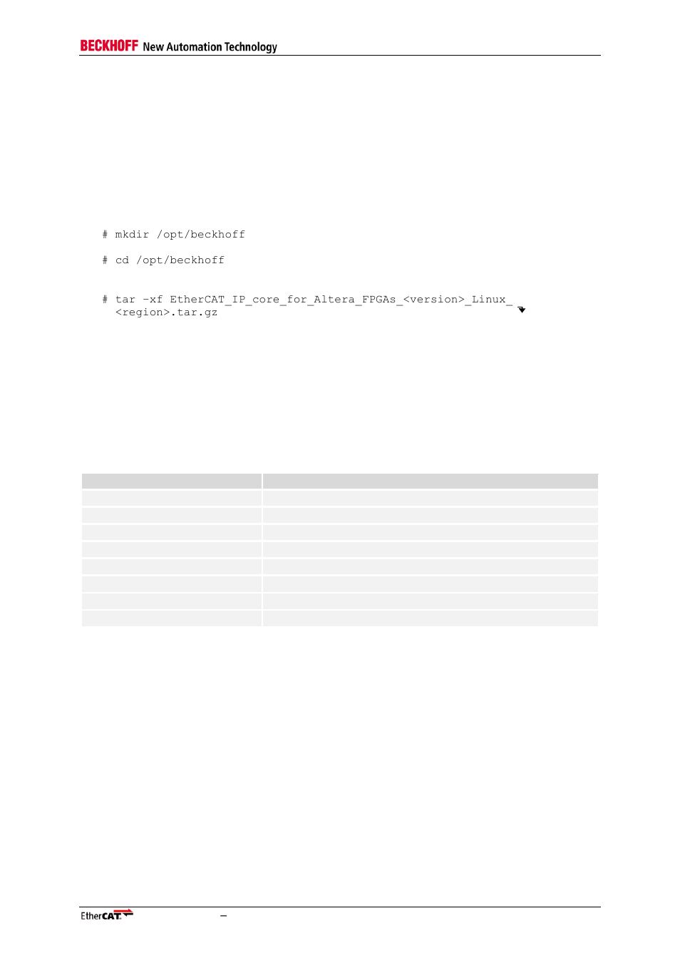 2 installation on linux pcs, 1 system requirements, 2 installation | 3 files located in the lib folder, Installation on linux pcs, System requirements, Installation, Files located in the lib folder, Table 12: contents of lib folder | BECKHOFF EtherCAT IP Core for Altera FPGAs v3.0.10 User Manual | Page 39 / 141