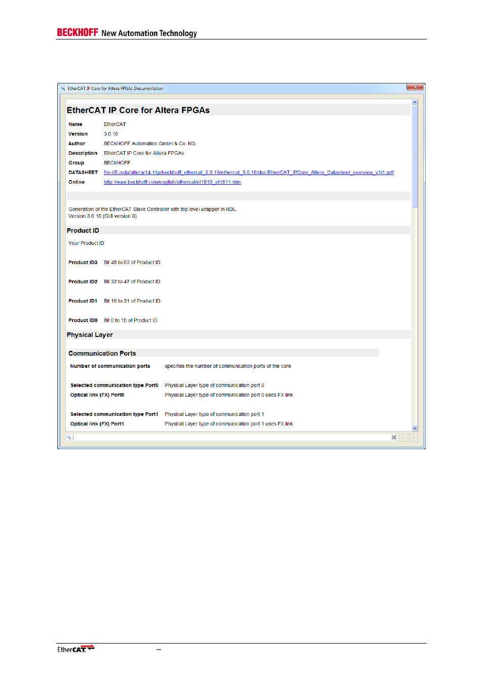 1 documentation, Documentation, Figure 8: documentation | BECKHOFF EtherCAT IP Core for Altera FPGAs v3.0.10 User Manual | Page 45 / 141