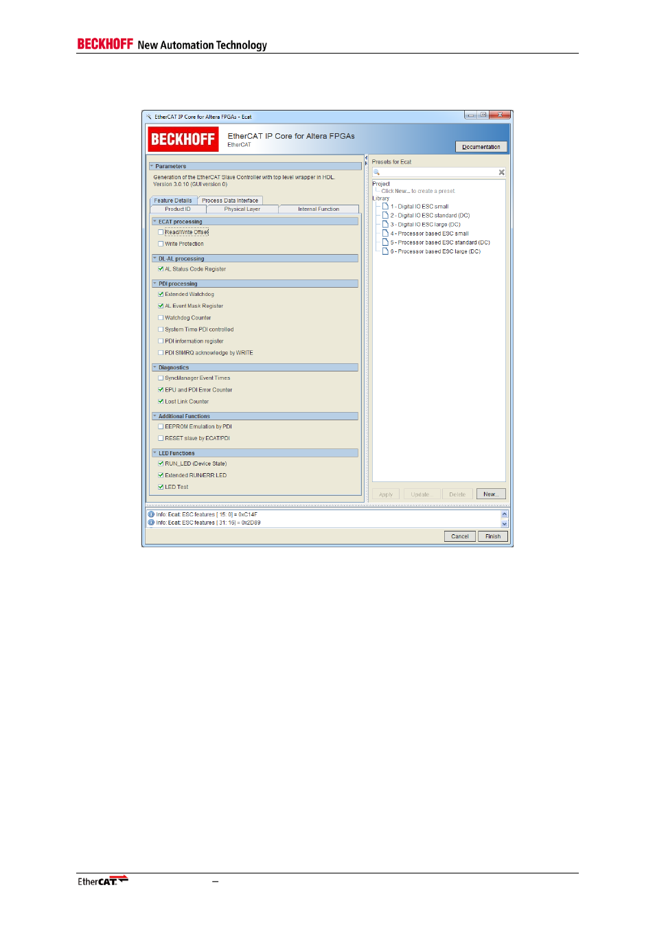 4 feature details tab, Feature details tab, Figure 12: feature details tab | BECKHOFF EtherCAT IP Core for Altera FPGAs v3.0.10 User Manual | Page 51 / 141