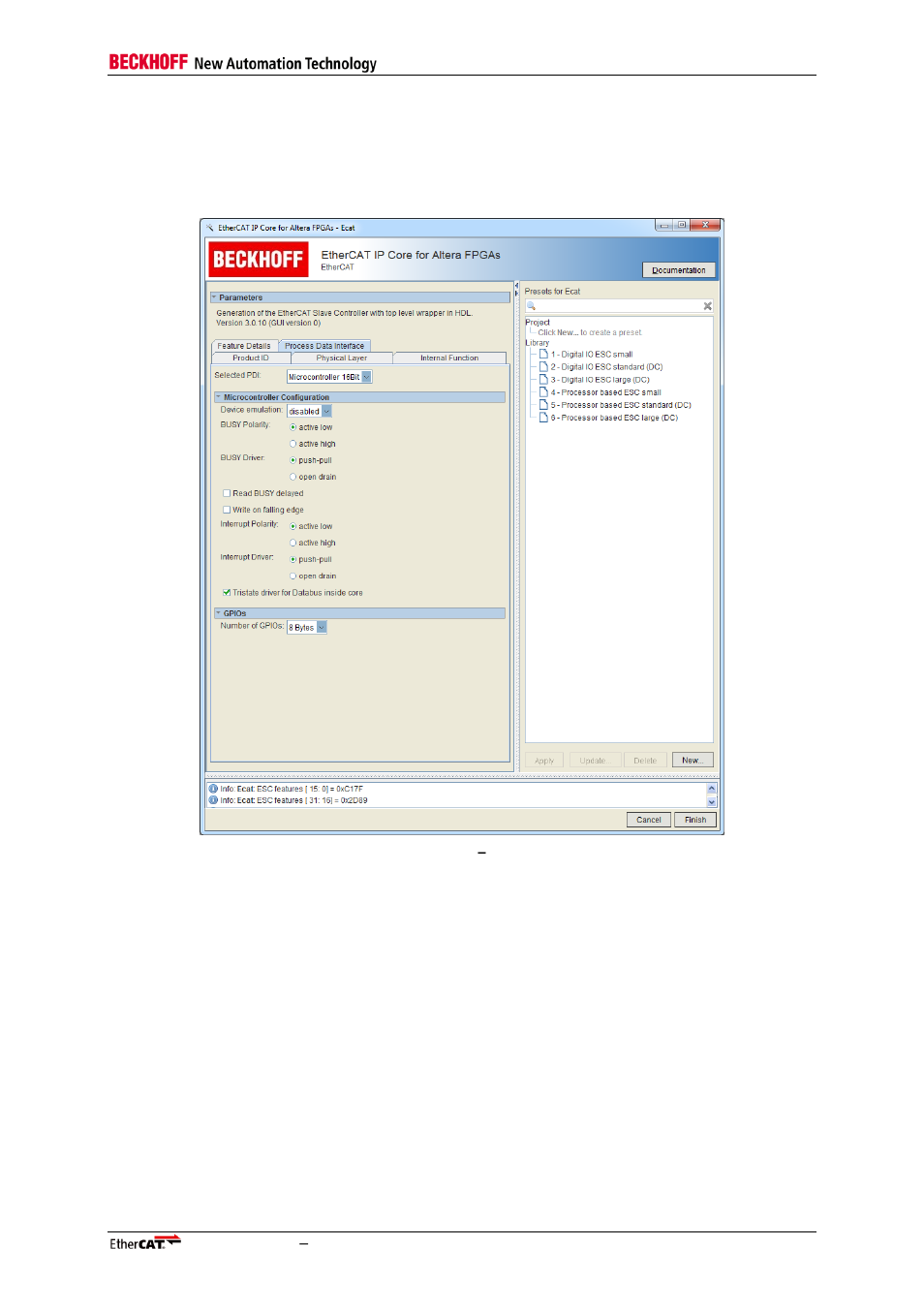 3 µcontroller configuration (8/16bit), Figure 16: register pdi, Μc-configuration | BECKHOFF EtherCAT IP Core for Altera FPGAs v3.0.10 User Manual | Page 57 / 141