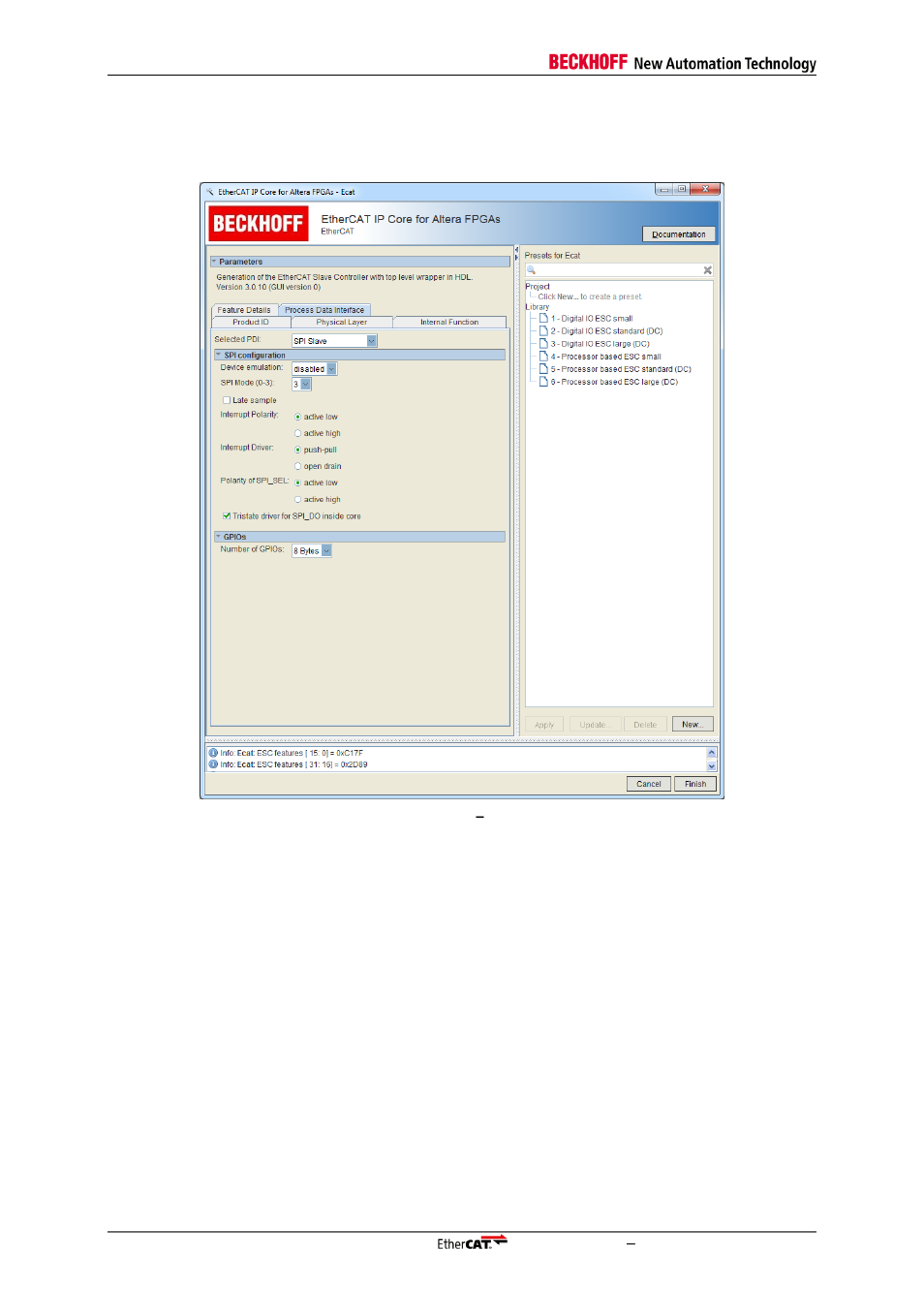 4 spi configuration, Figure 17: register pdi, Spi configuration | BECKHOFF EtherCAT IP Core for Altera FPGAs v3.0.10 User Manual | Page 58 / 141