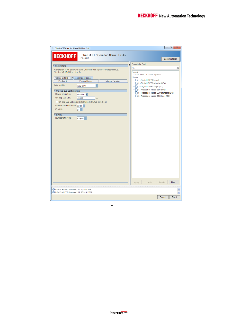 6 axi3 configuration, Figure 19: register pdi, Axi3 interface configuration | BECKHOFF EtherCAT IP Core for Altera FPGAs v3.0.10 User Manual | Page 60 / 141