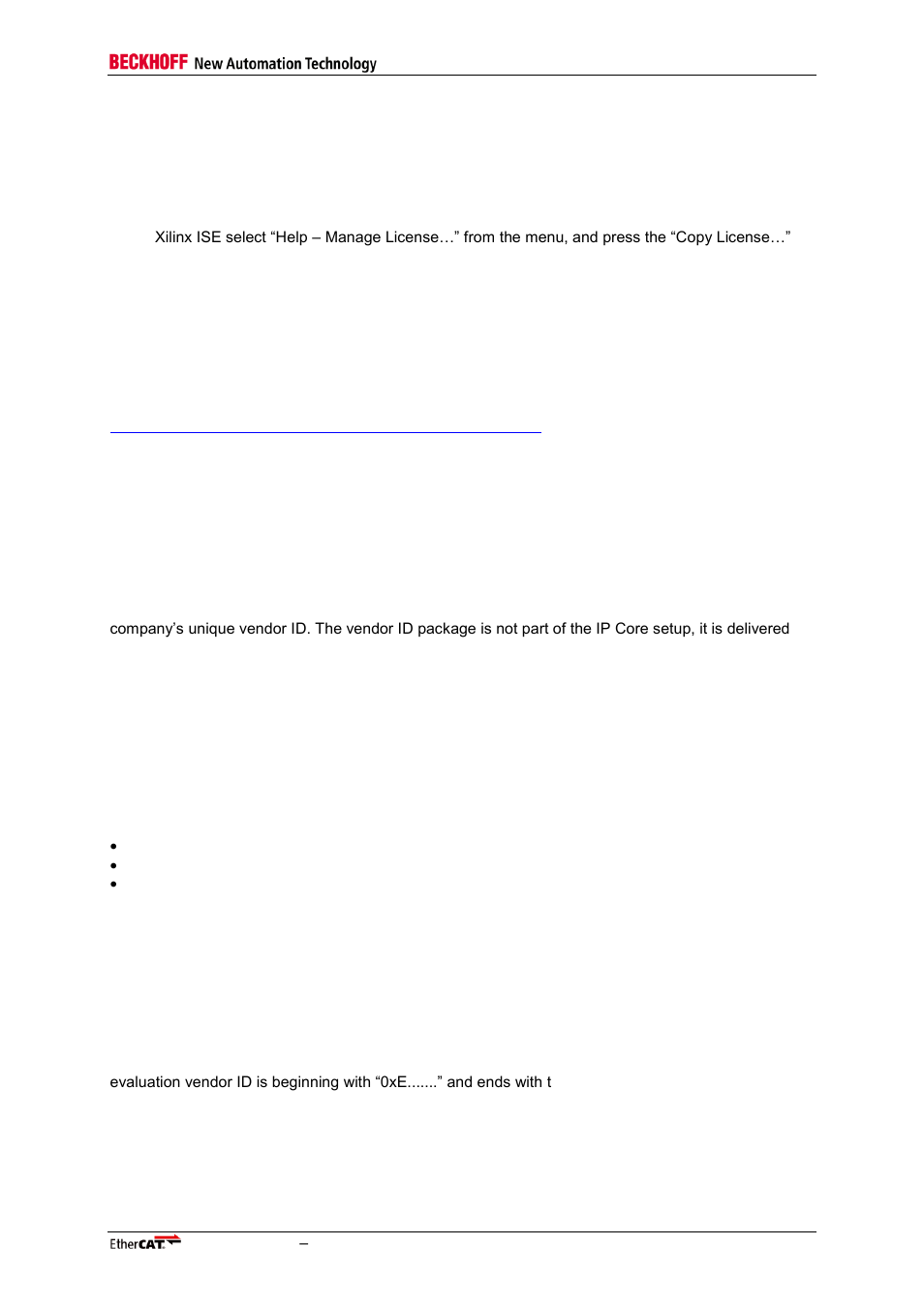 4 license file, 5 ip core vendor id package, License file | Ip core vendor id package | BECKHOFF EtherCAT IP Core for Xilinx FPGAs v3.00k User Manual | Page 37 / 144