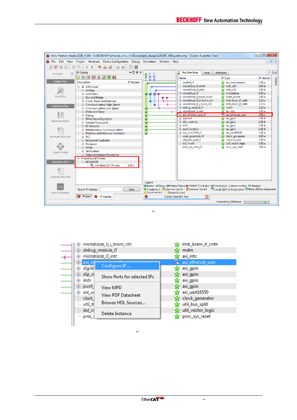 Figure 7: edk, Overview, Figure 8: edk | Configuration of ip core | BECKHOFF EtherCAT IP Core for Xilinx FPGAs v3.00k User Manual | Page 42 / 144