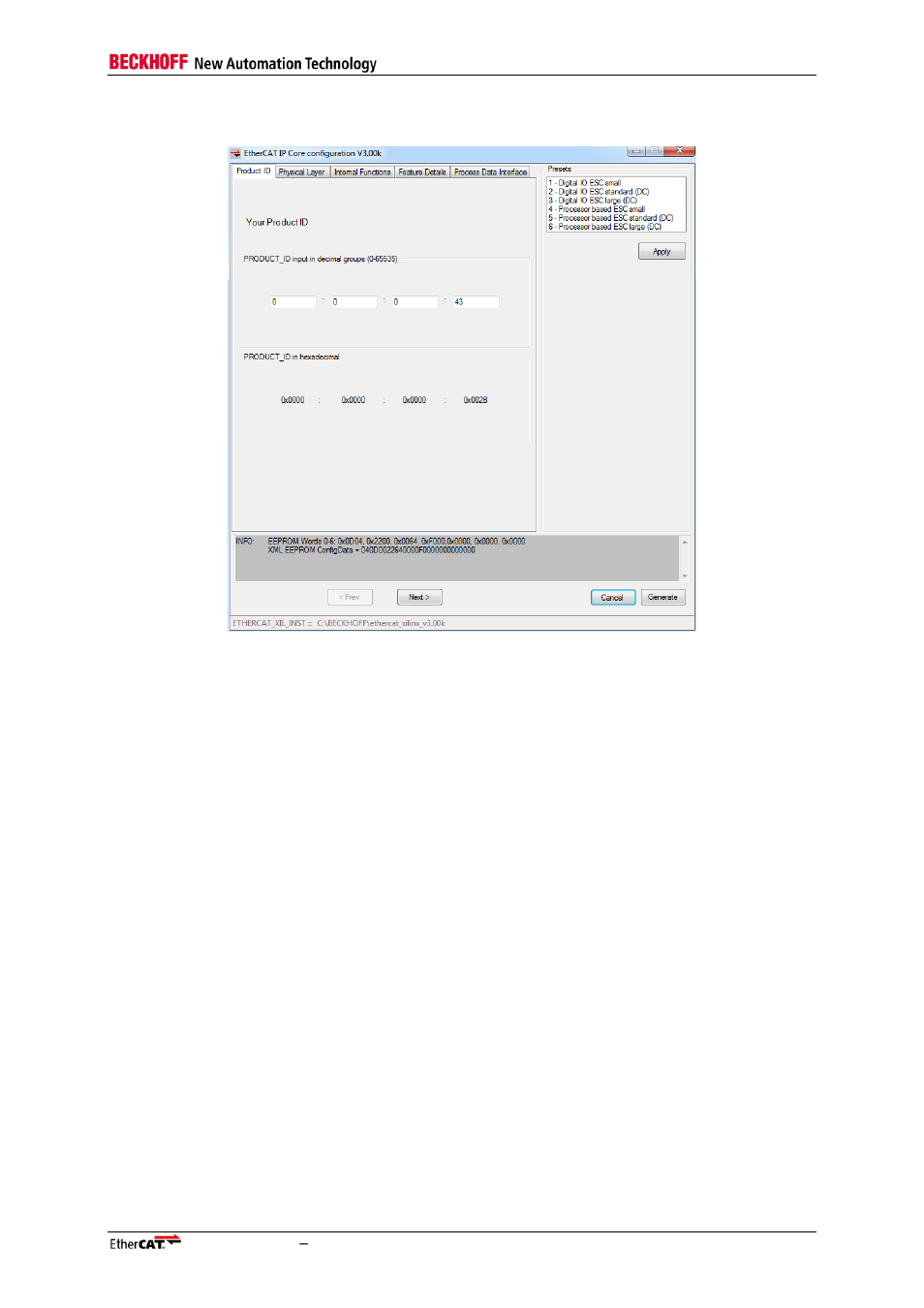 1 product id tab, Product id tab, Figure 13: product id tab | BECKHOFF EtherCAT IP Core for Xilinx FPGAs v3.00k User Manual | Page 47 / 144