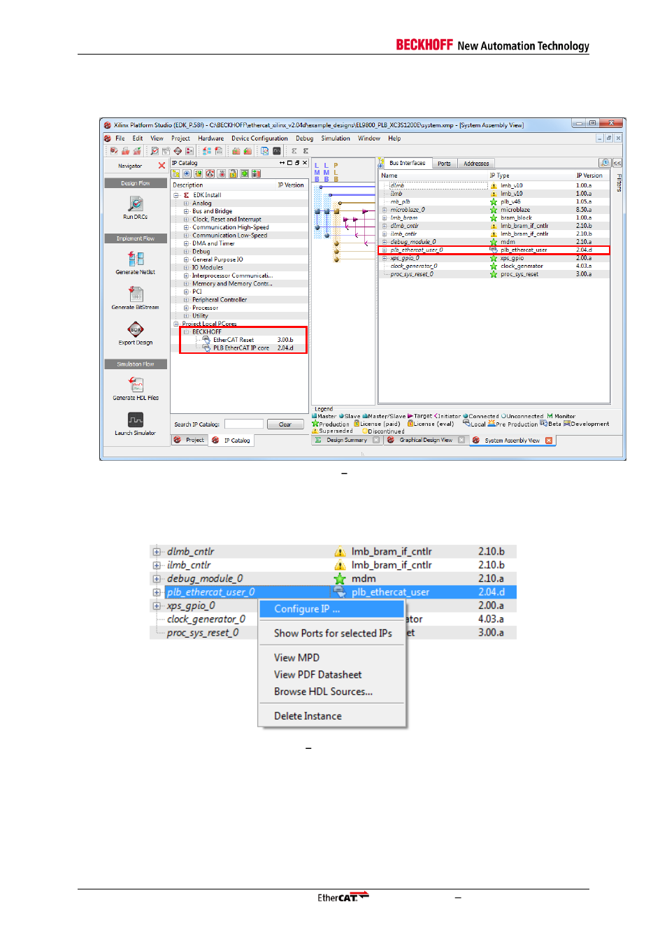 Figure 7: edk, Overview, Figure 8: edk | Configuration of ip core | BECKHOFF EtherCAT IP Core for Xilinx FPGAs v2.04e User Manual | Page 40 / 126