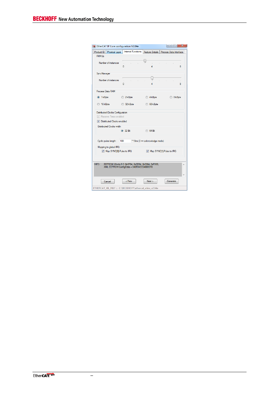 3 internal functions tab, Internal functions tab, Figure 15: internal functions tab | BECKHOFF EtherCAT IP Core for Xilinx FPGAs v2.04e User Manual | Page 47 / 126