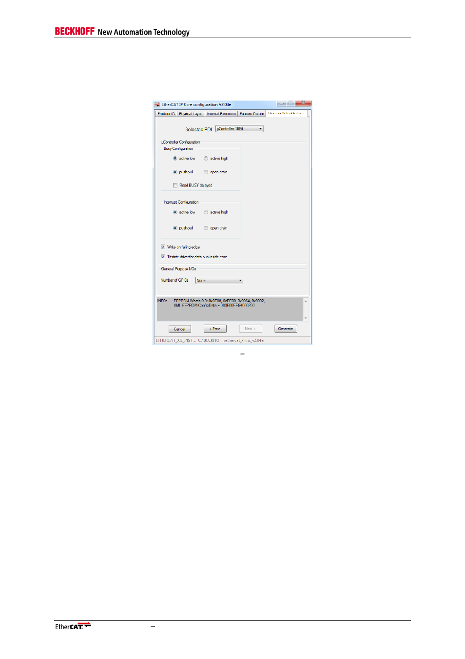 3 µcontroller configuration (8/16bit), Figure 20: register pdi, Μc-configuration | BECKHOFF EtherCAT IP Core for Xilinx FPGAs v2.04e User Manual | Page 53 / 126