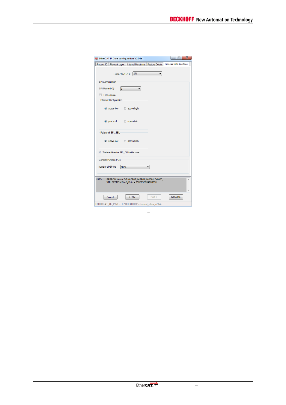 4 spi configuration, Figure 21: register pdi, Spi configuration | BECKHOFF EtherCAT IP Core for Xilinx FPGAs v2.04e User Manual | Page 54 / 126