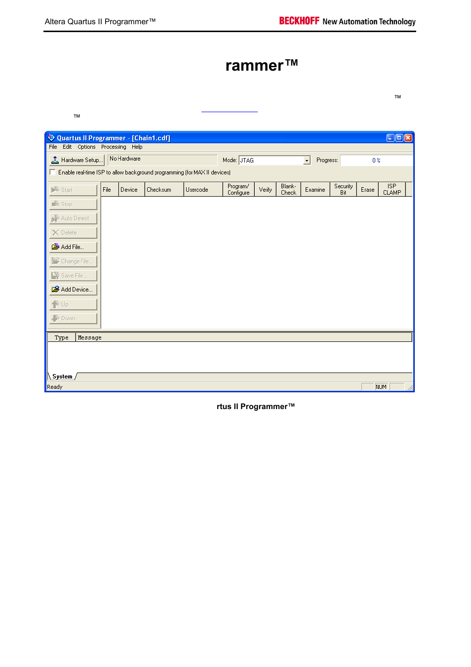 Altera quartus ii programmer, Figure 17 quartus ii programmer, 3 altera quartus ii prog rammer | BECKHOFF EL9800 Basisplatine User Manual | Page 28 / 33