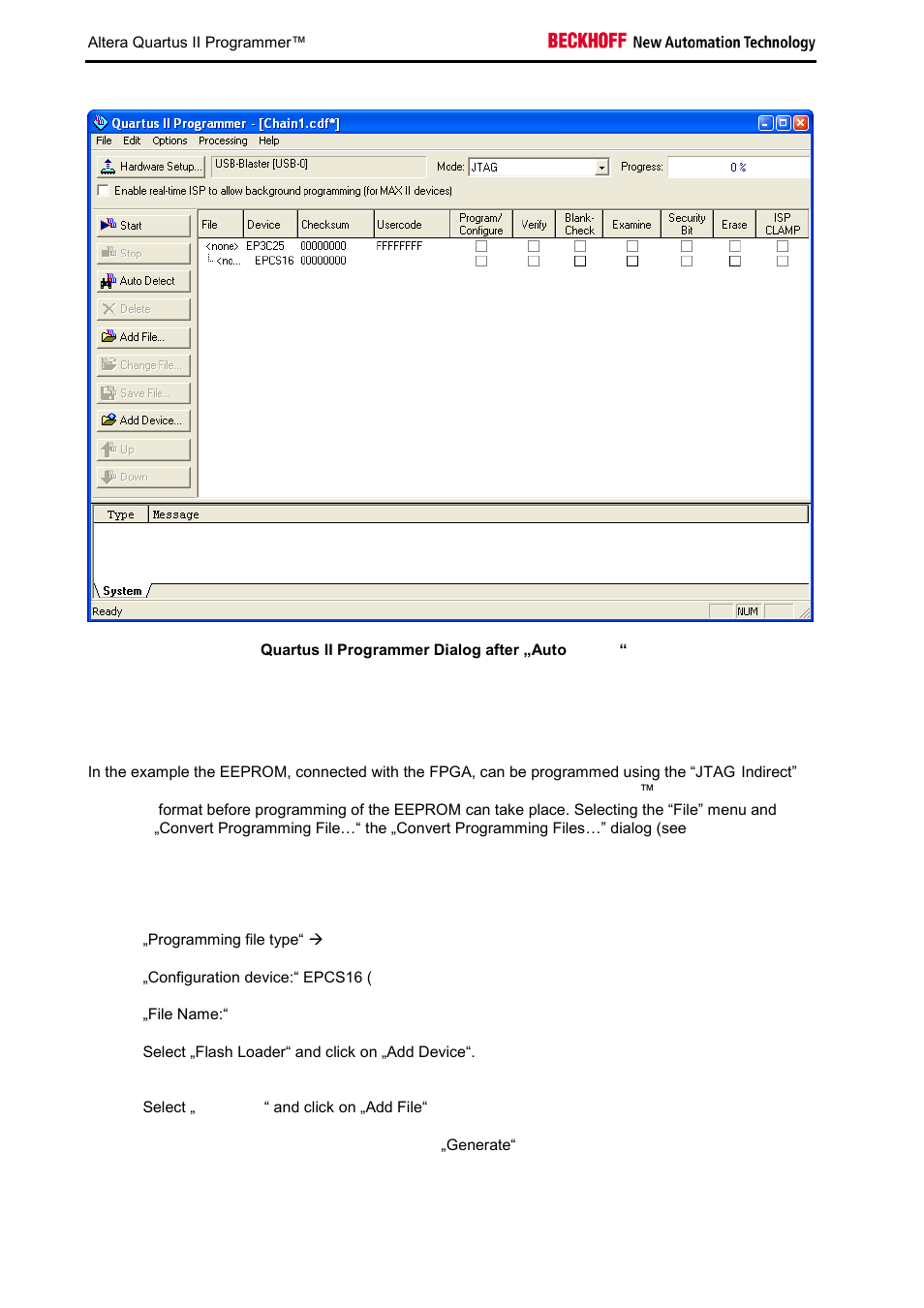 Conversion of a sof-file in the jic-file format, Figure 20, 2 conversion of a sof-file in the jic-file format | BECKHOFF EL9800 Basisplatine User Manual | Page 30 / 33