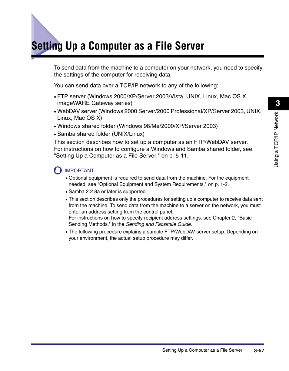 Setting up a computer as a file server, Setting up a computer as a file server -57 | Canon IMAGE RUNNER 5065 User Manual | Page 103 / 240