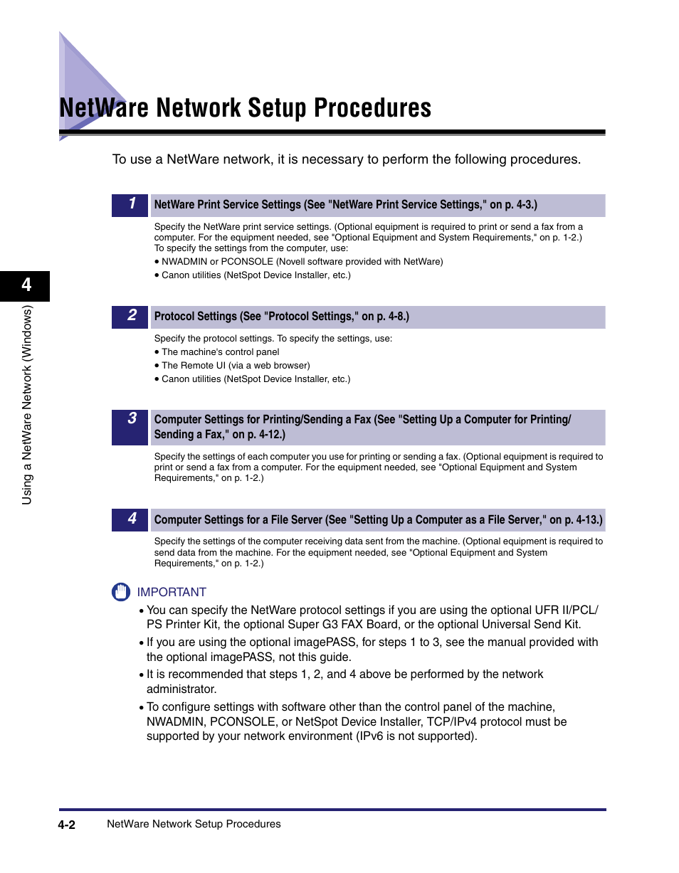 Netware network setup procedures, Netware network setup procedures -2 | Canon IMAGE RUNNER 5065 User Manual | Page 120 / 240