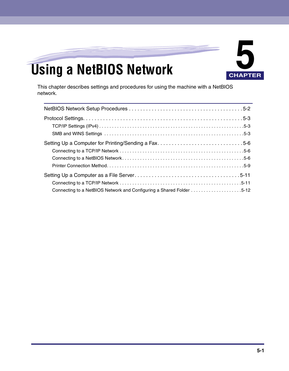 Using a netbios network, Chapter 5 | Canon IMAGE RUNNER 5065 User Manual | Page 135 / 240