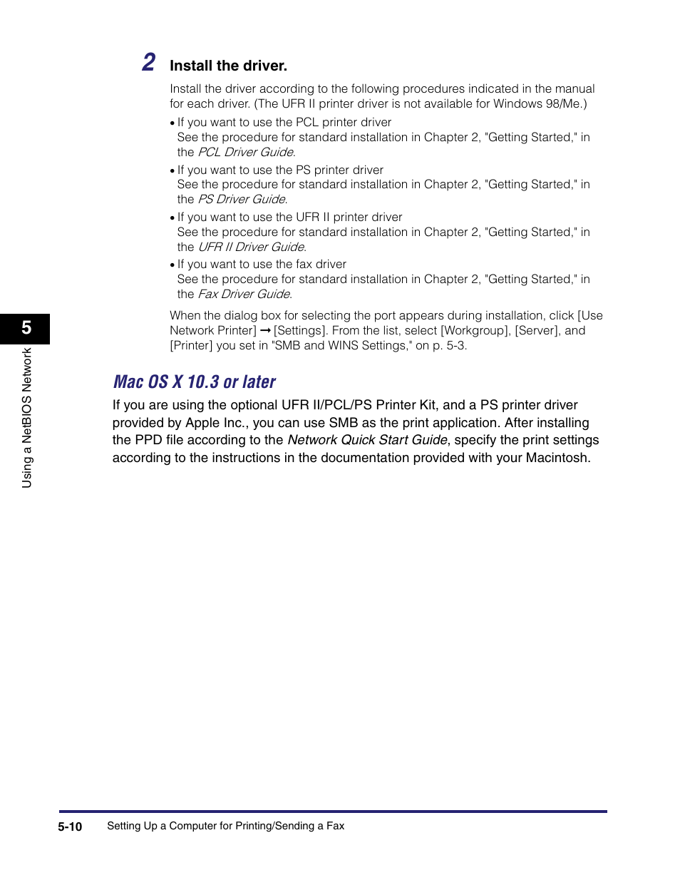 Mac os x 10.3 or later -10, Mac os x 10.3 or later | Canon IMAGE RUNNER 5065 User Manual | Page 144 / 240
