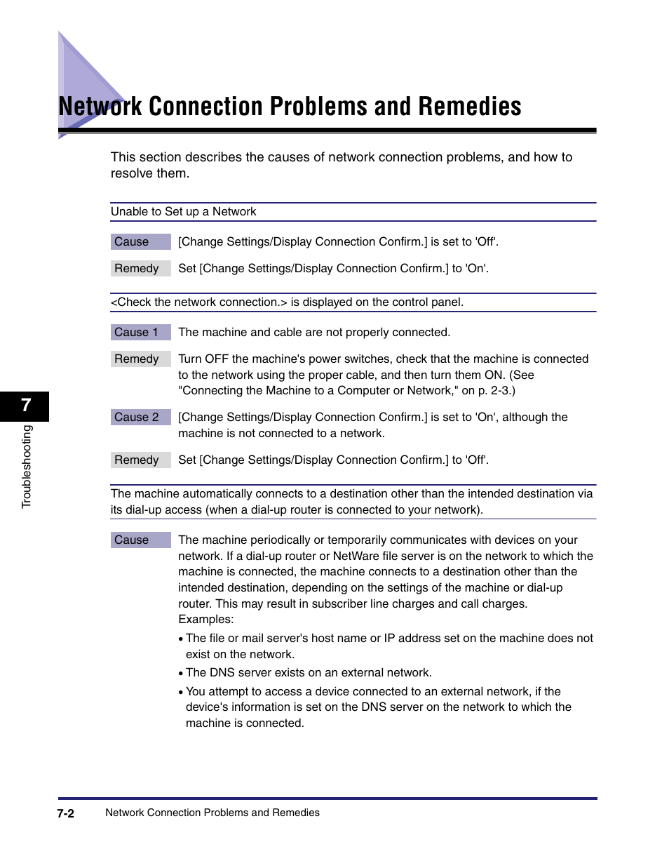 Network connection problems and remedies, Network connection problems and remedies -2 | Canon IMAGE RUNNER 5065 User Manual | Page 164 / 240