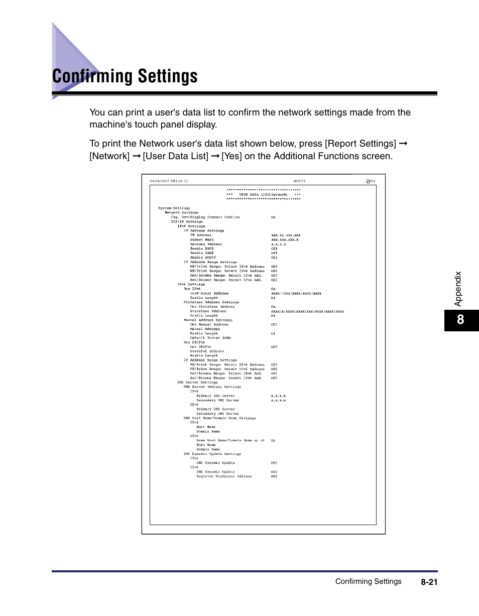 Confirming settings, Confirming settings -21 | Canon IMAGE RUNNER 5065 User Manual | Page 201 / 240