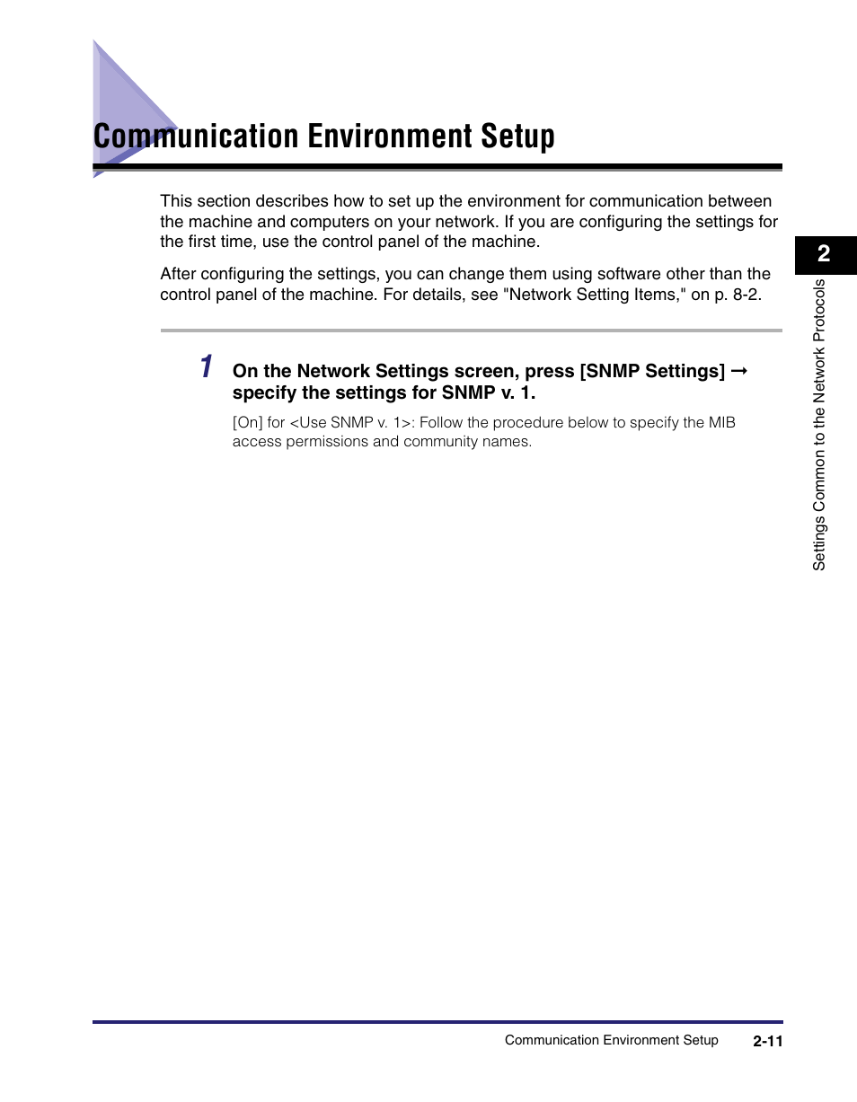 Communication environment setup, Communication environment setup -11, Communication environment setup," on p. 2-11.) | Canon IMAGE RUNNER 5065 User Manual | Page 39 / 240