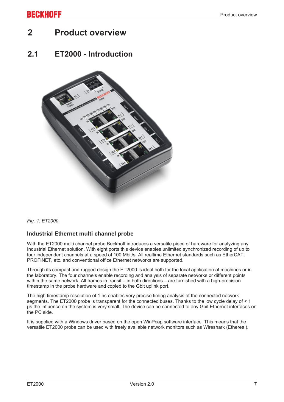 2 product overview, 1 et2000 - introduction, 2product overview | BECKHOFF ET2000 User Manual | Page 7 / 23