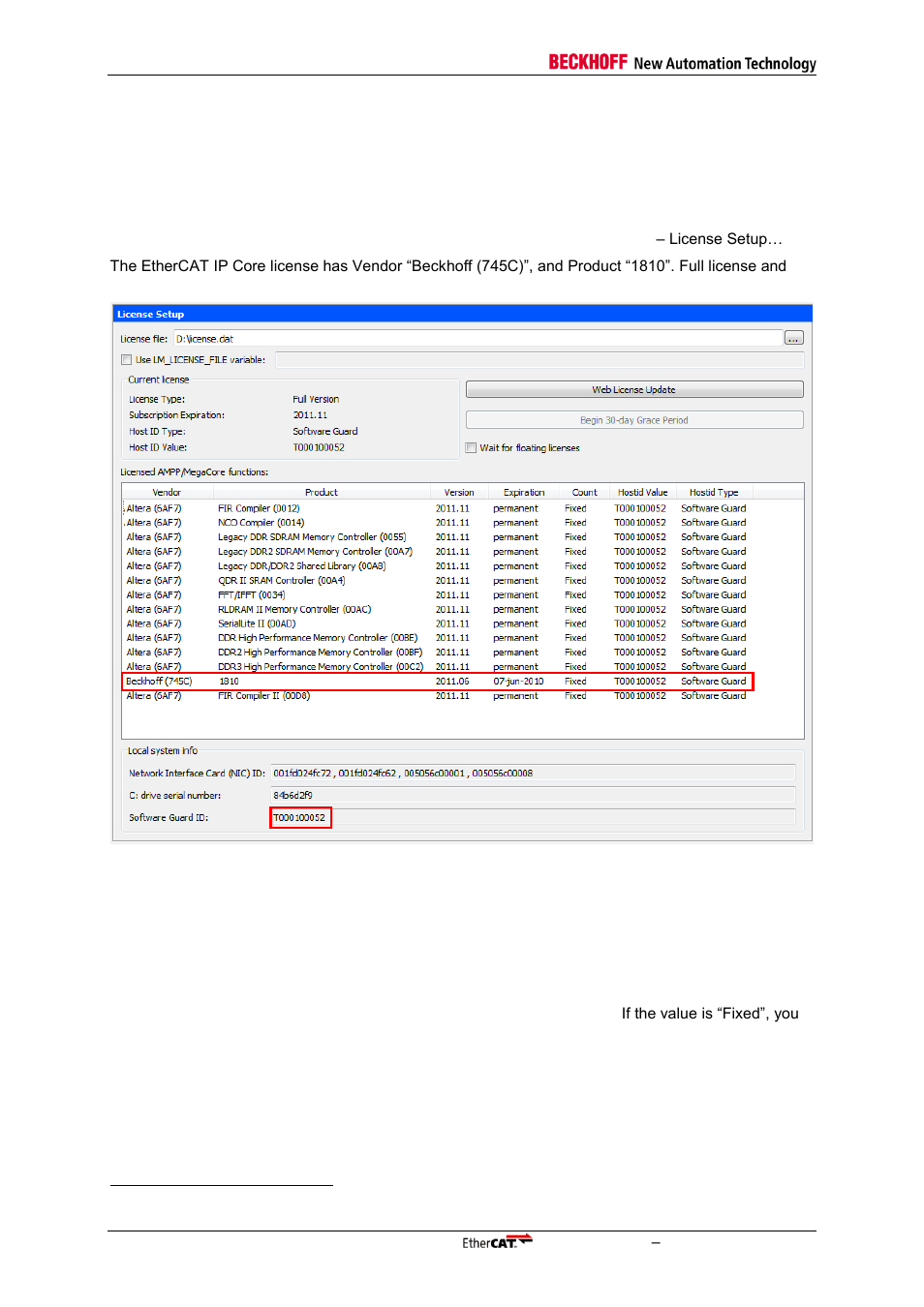 4 ethercat ip core for altera fpgas, 1 licensing issues, 1 check license status | Ethercat ip core for altera fpgas, Licensing issues, Check license status | BECKHOFF ET1100 User Manual | Page 18 / 52