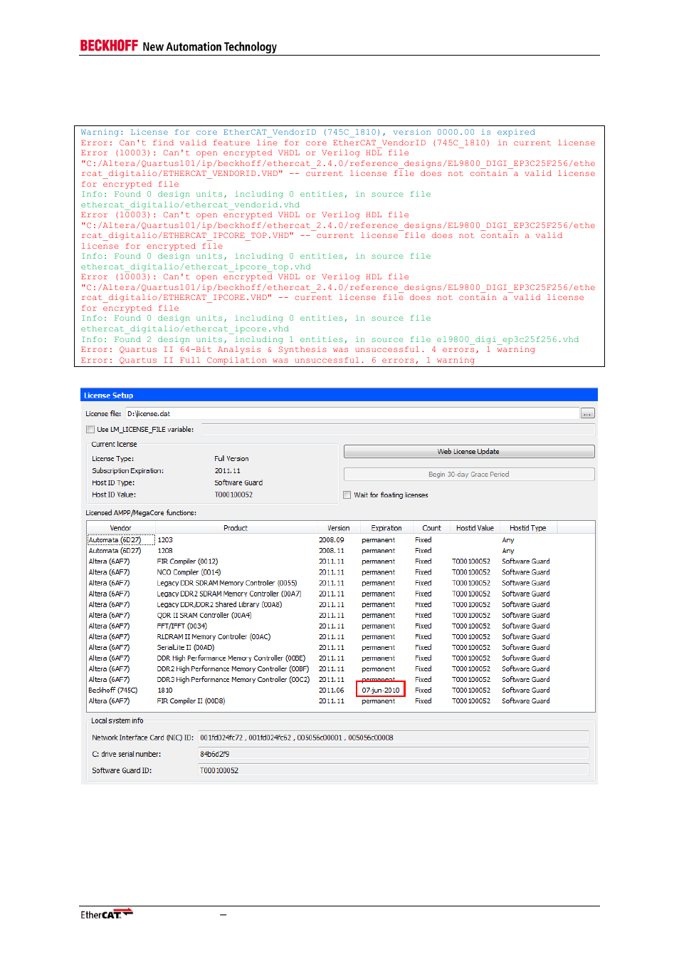 4 license expired, License expired | BECKHOFF ET1100 User Manual | Page 21 / 52