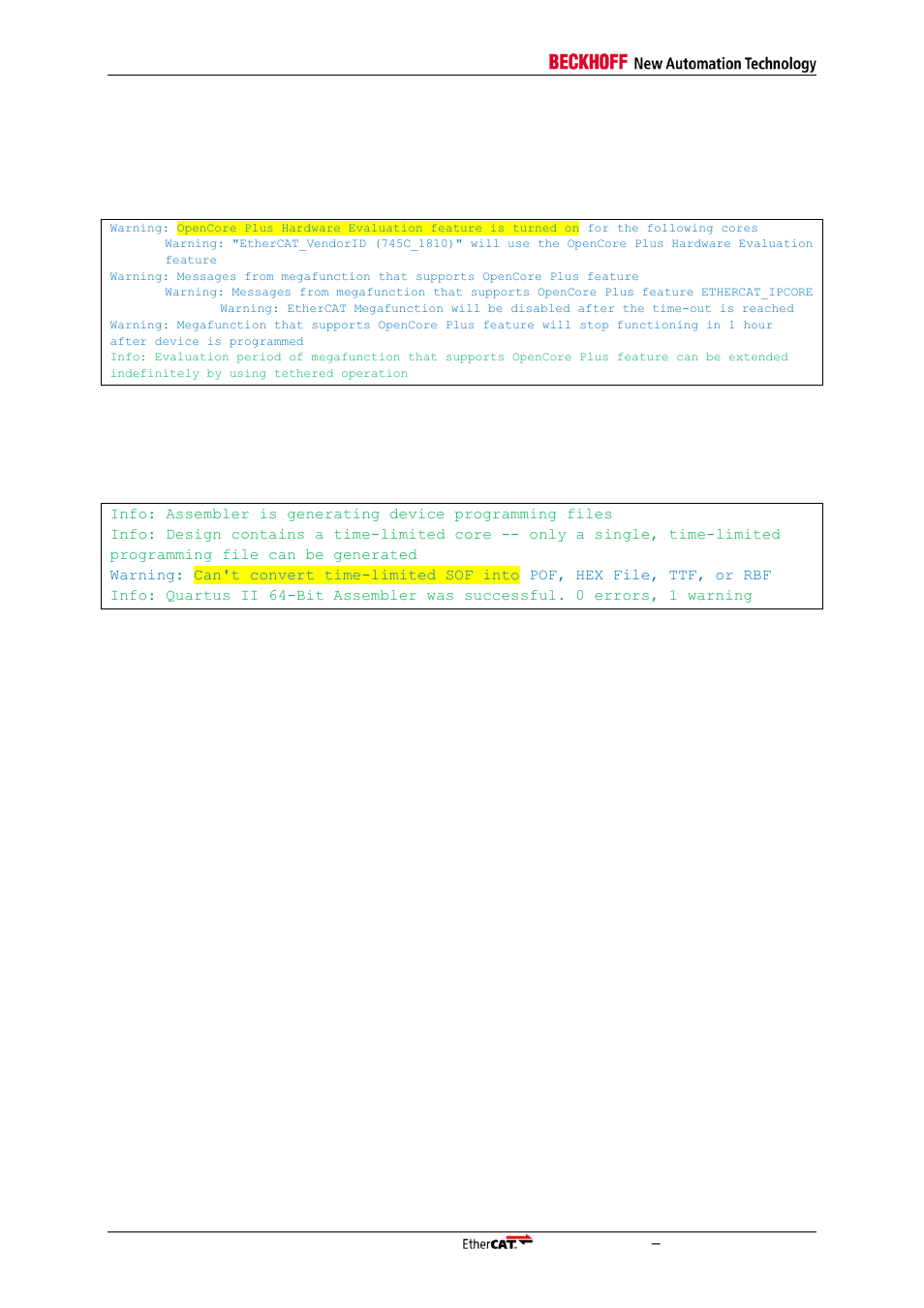 5 opencore plus license identification, Opencore plus license identification | BECKHOFF ET1100 User Manual | Page 22 / 52