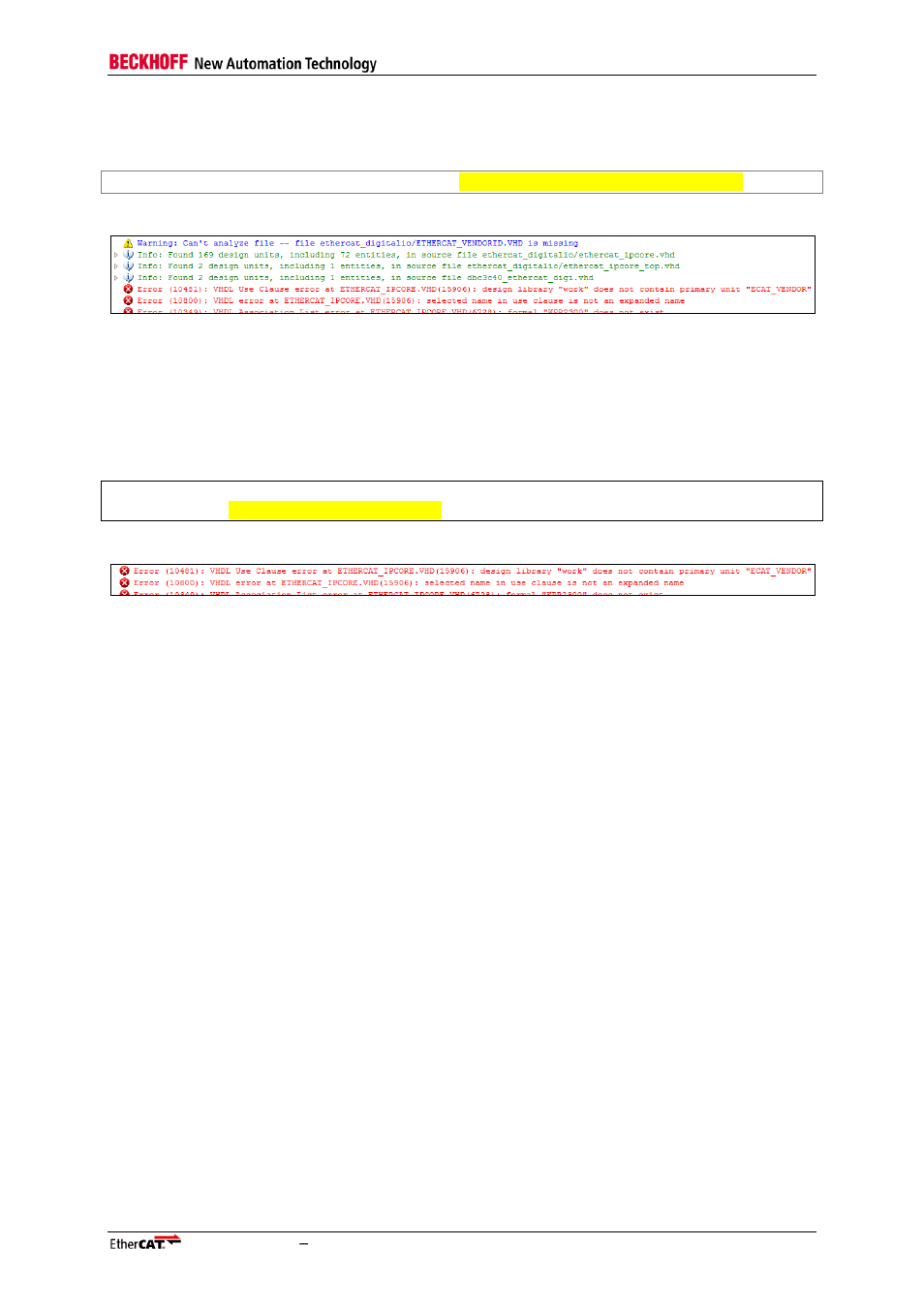 3 vendor id package is not in the project, Vendor id package is not in the project | BECKHOFF ET1100 User Manual | Page 25 / 52