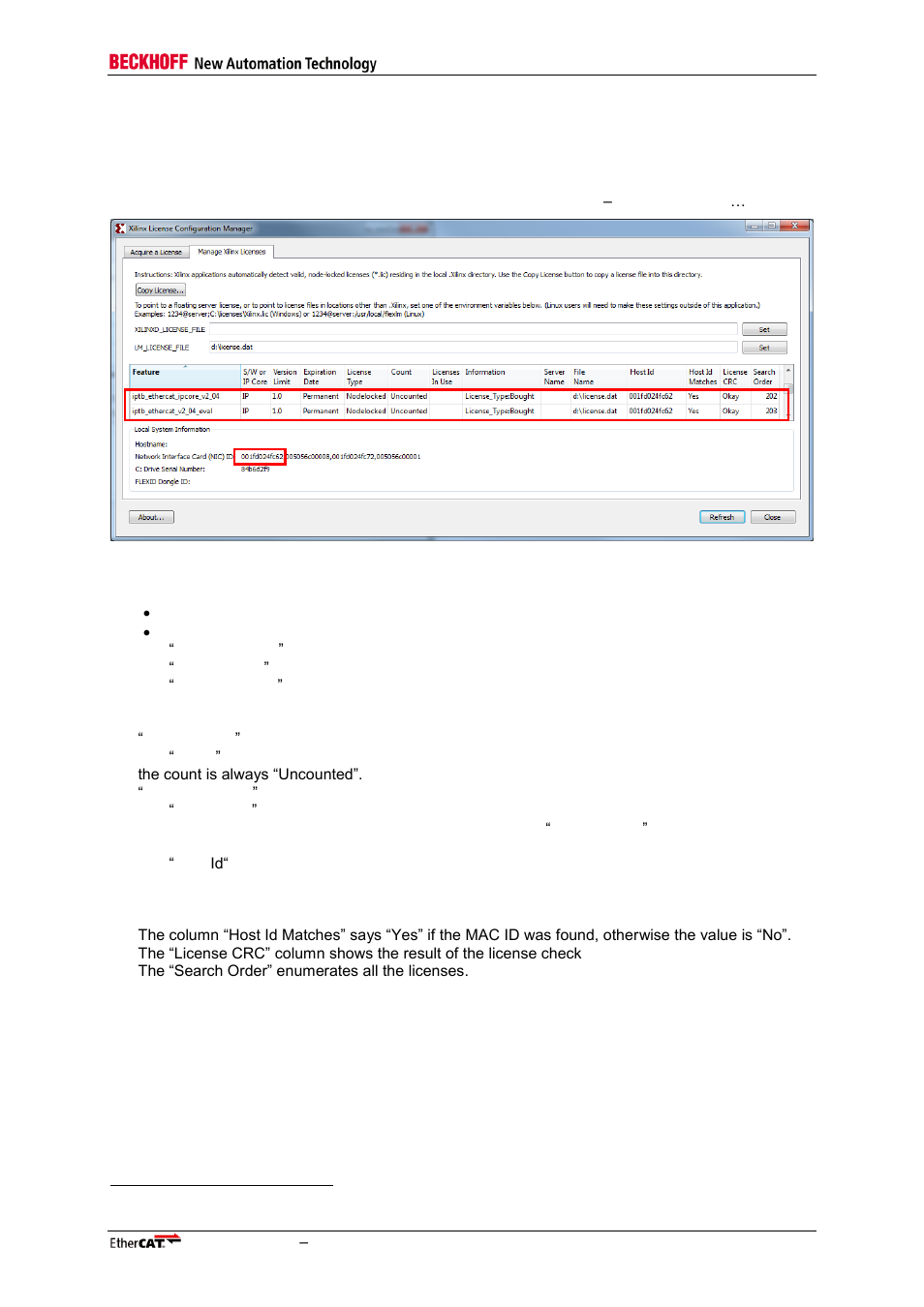 2 licensing issues, 1 check license status, Licensing issues | Check license status | BECKHOFF ET1100 User Manual | Page 33 / 52