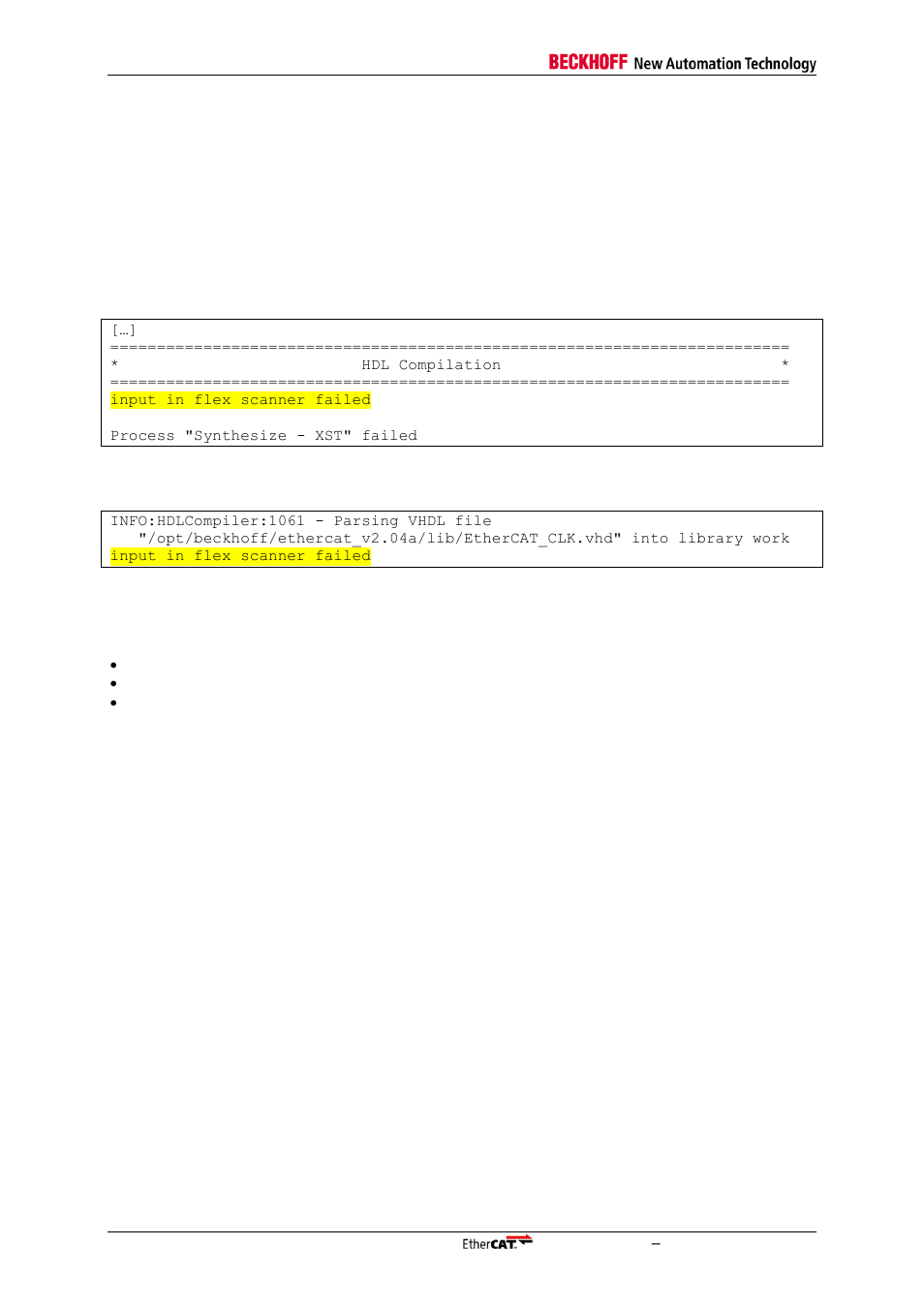 3 implementation issues, 1 xst, 1 rsa decryption keys missing (ise) | Implementation issues, Rsa decryption keys missing (ise) | BECKHOFF ET1100 User Manual | Page 38 / 52