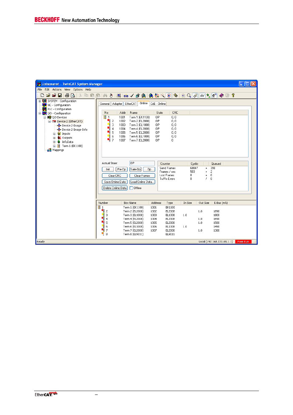 6 appendix, 1 logging error counters in twincat, Appendix | Logging error counters in twincat | BECKHOFF ET1100 User Manual | Page 45 / 52